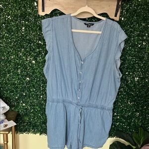 Light Blue Denim Chambray Romper